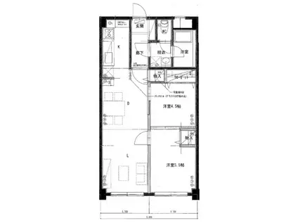 ハイネス浦安(2LDK/6階)の間取り写真