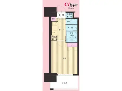 TRADING TOWER(1K/9階)の間取り写真