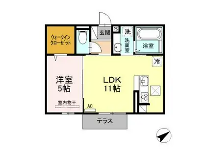 ムーンラヴァース(1LDK/1階)の間取り写真