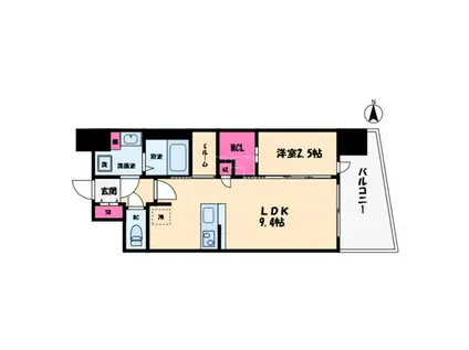 セレニテ難波リアン(1LDK/5階)の間取り写真