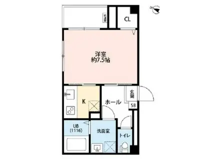 グリシーヌメゾンⅡ(1K/1階)の間取り写真