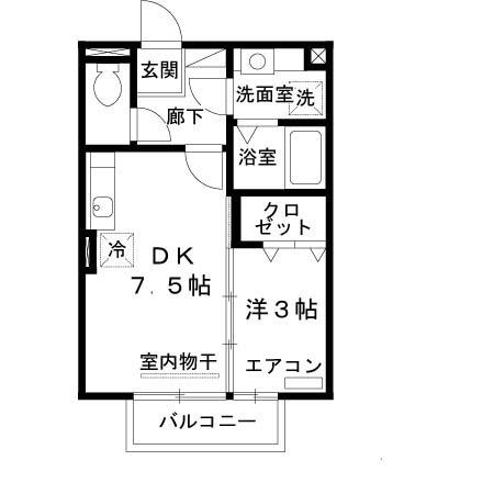 シャン・ルミエール(1DK/2階)の間取り写真