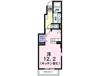 エレガント ハウス K(ワンルーム/1階)の間取り写真