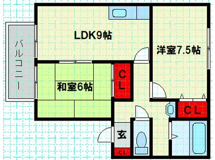 ウィンディア穴生(2LDK/2階)の間取り写真