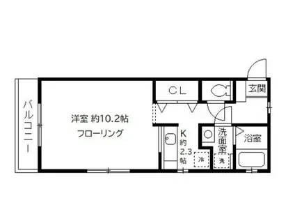 柿の木ハイム(1K/3階)の間取り写真
