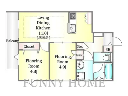杉並区和泉2丁目メゾン(2LDK/2階)の間取り写真