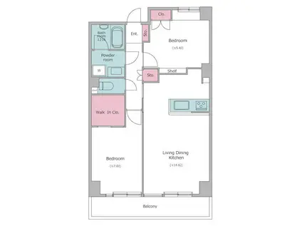 レジディア芝浦(2LDK/6階)の間取り写真