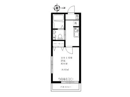 T`SOTAKIBASHI(1K/2階)の間取り写真