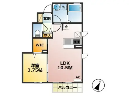 ポンテ・アッセ(1LDK/1階)の間取り写真