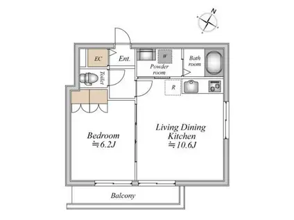 ザ・フォレスト明大前(1LDK/1階)の間取り写真