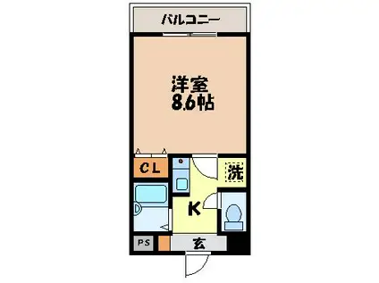 パークアベニューII(1K/4階)の間取り写真