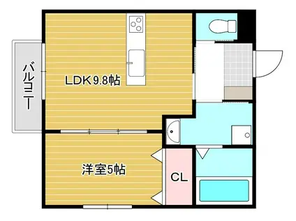 GREEN GABLES 華鞍(1LDK/2階)の間取り写真