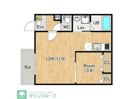 ジーメゾン春日部小渕(1LDK/2階)の間取り写真