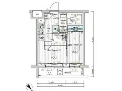 MAXIV北赤羽DUE(2K/4階)の間取り写真