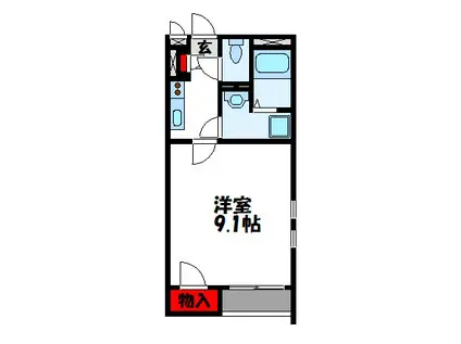 クレイノサンローズ仲原II(1K/2階)の間取り写真