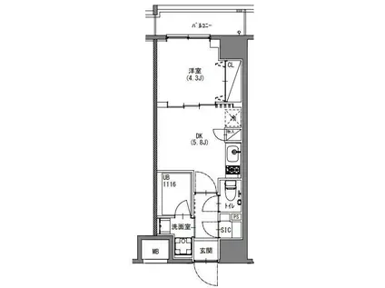 S-RESIDENCE新宿御苑(1DK/5階)の間取り写真