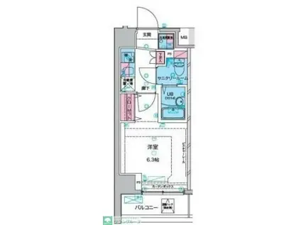 GENOVIA京成立石IIISKYGARDEN(1K/2階)の間取り写真
