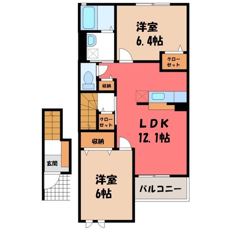 グランプラス(2LDK/2階)の間取り写真