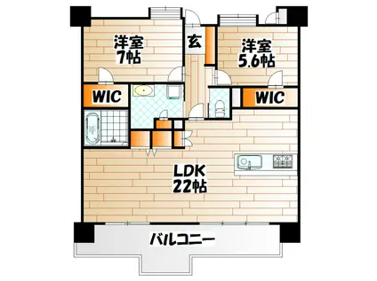 サンライフ勝山公園セントラルシティ(2LDK/3階)の間取り写真