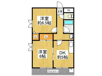 S.FIELD清水町(2DK/4階)の間取り写真