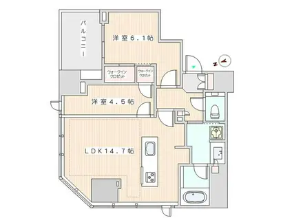 パークホームズ浜松町(2LDK/18階)の間取り写真