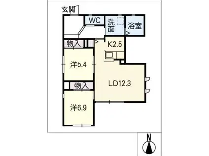 VIDA上重原(2LDK/1階)の間取り写真