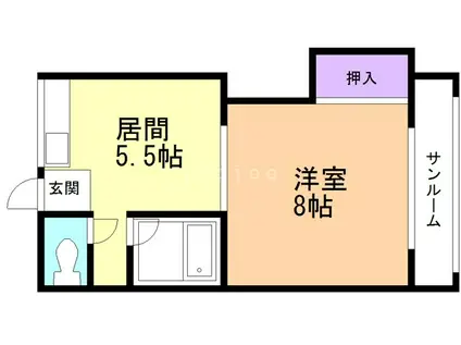 モンターニュ(1DK/2階)の間取り写真