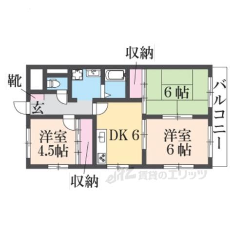 Iマンション吉野 弐番館(3DK/2階)の間取り写真