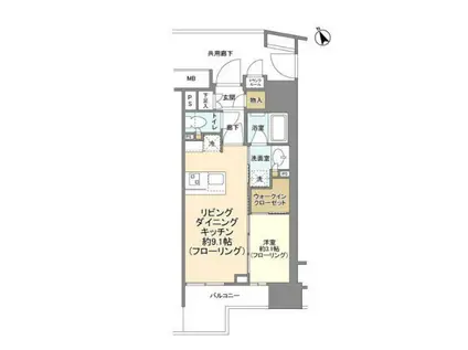 N ドレッセ武蔵小山プレヴィ(1SLDK/13階)の間取り写真