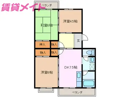 FOREVER A棟(3DK/3階)の間取り写真