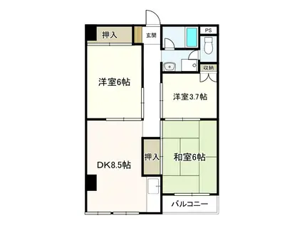 第3岩井ハイツ(3DK/3階)の間取り写真