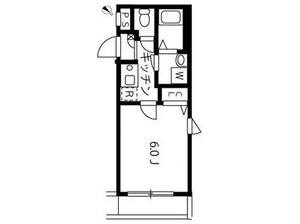 ブロッサムテラス滝野川(1K/4階)の間取り写真