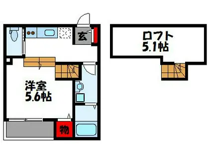 アルヴィータ花見の里B(ワンルーム/1階)の間取り写真