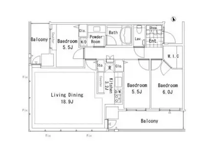 芝浦アイランド ブルームタワー(3LDK/36階)の間取り写真