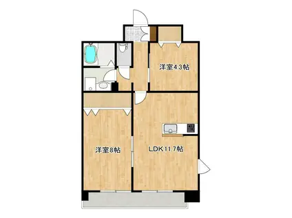 クロノス38花立(2LDK/6階)の間取り写真