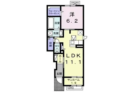 オゾラI(1LDK/1階)の間取り写真