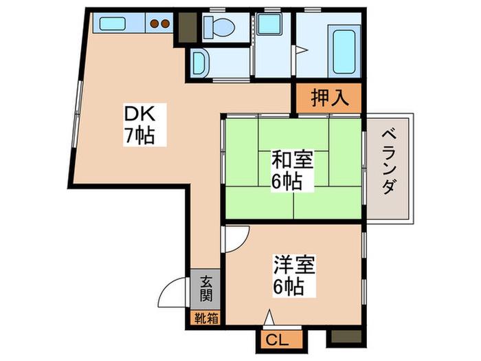 奥戸壱番館(2DK/3階)の間取り写真
