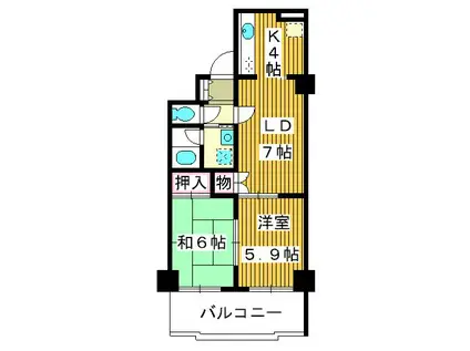 カーサ・プリモ(2LDK/2階)の間取り写真