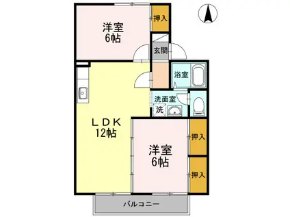 ファミール中の館C棟(2LDK/2階)の間取り写真