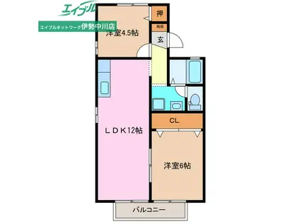 セジュールIBA(2LDK/2階)の間取り写真