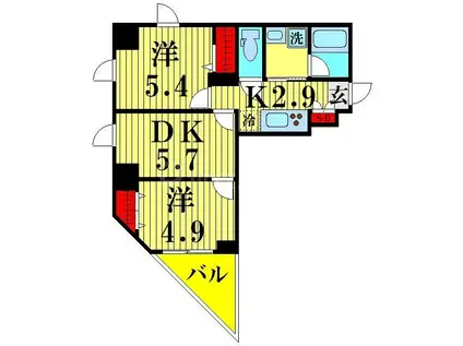 プラッツ両国(2DK/5階)の間取り写真