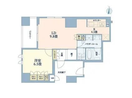 プレミスト京都 烏丸御池I番館(1LDK/6階)の間取り写真