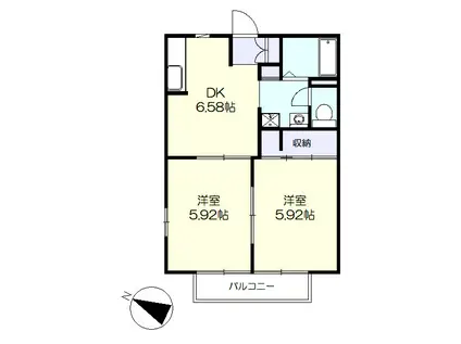 シャーメゾンエトワール(2DK/1階)の間取り写真