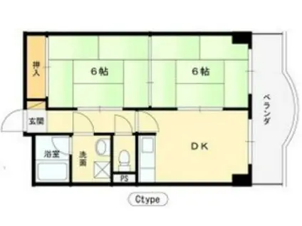 ダイヤマンション(2DK/1階)の間取り写真