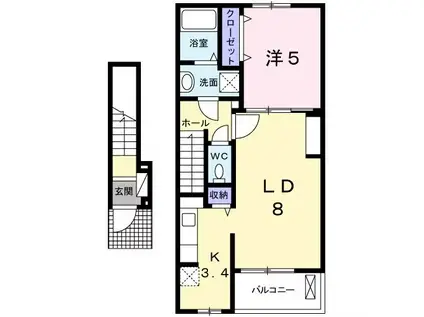 メゾン プラージュ II(1LDK/2階)の間取り写真
