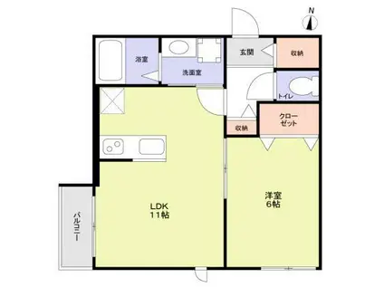 世田谷区松原2丁目計画 南棟(1LDK/2階)の間取り写真