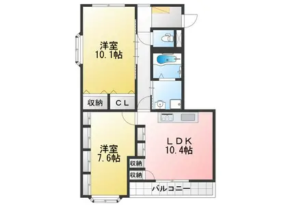 ファミール二子(2LDK/1階)の間取り写真