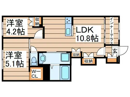 ラ・バルセロナ(2LDK/1階)の間取り写真