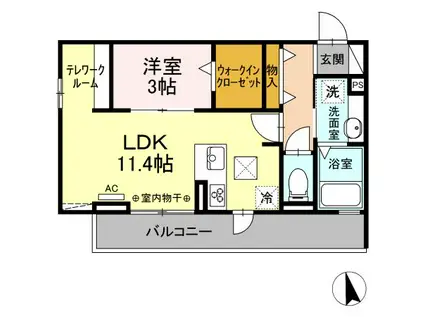 D-ROOM SKYII(1LDK/1階)の間取り写真
