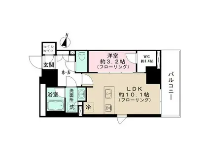 パークリュクス神田多町(1LDK/6階)の間取り写真